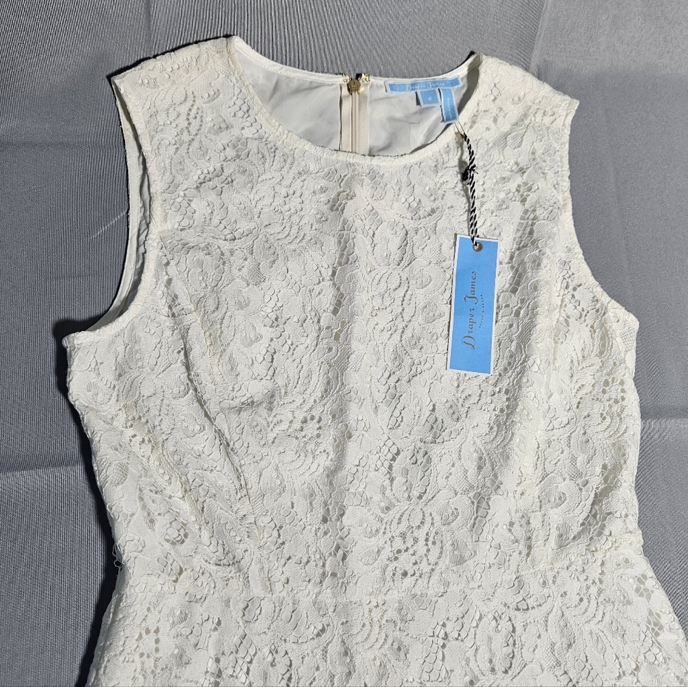 Draper James Lace Trim Sleeveless White Romantic Midi Sz 8 Wedding Boho NWT - Picture 3 of 9